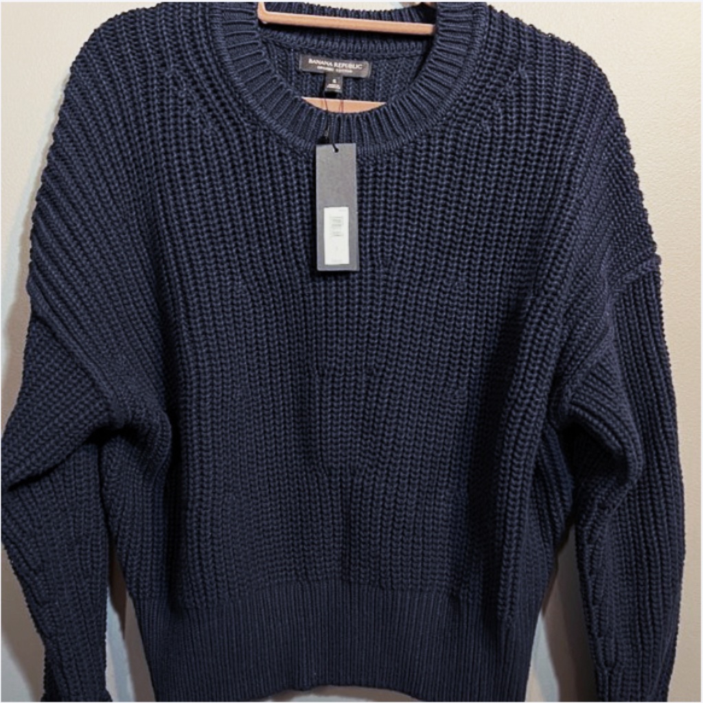 Nwt Cozy Navy Banana Republic Organic Cotton Fisherman Women's Sweater